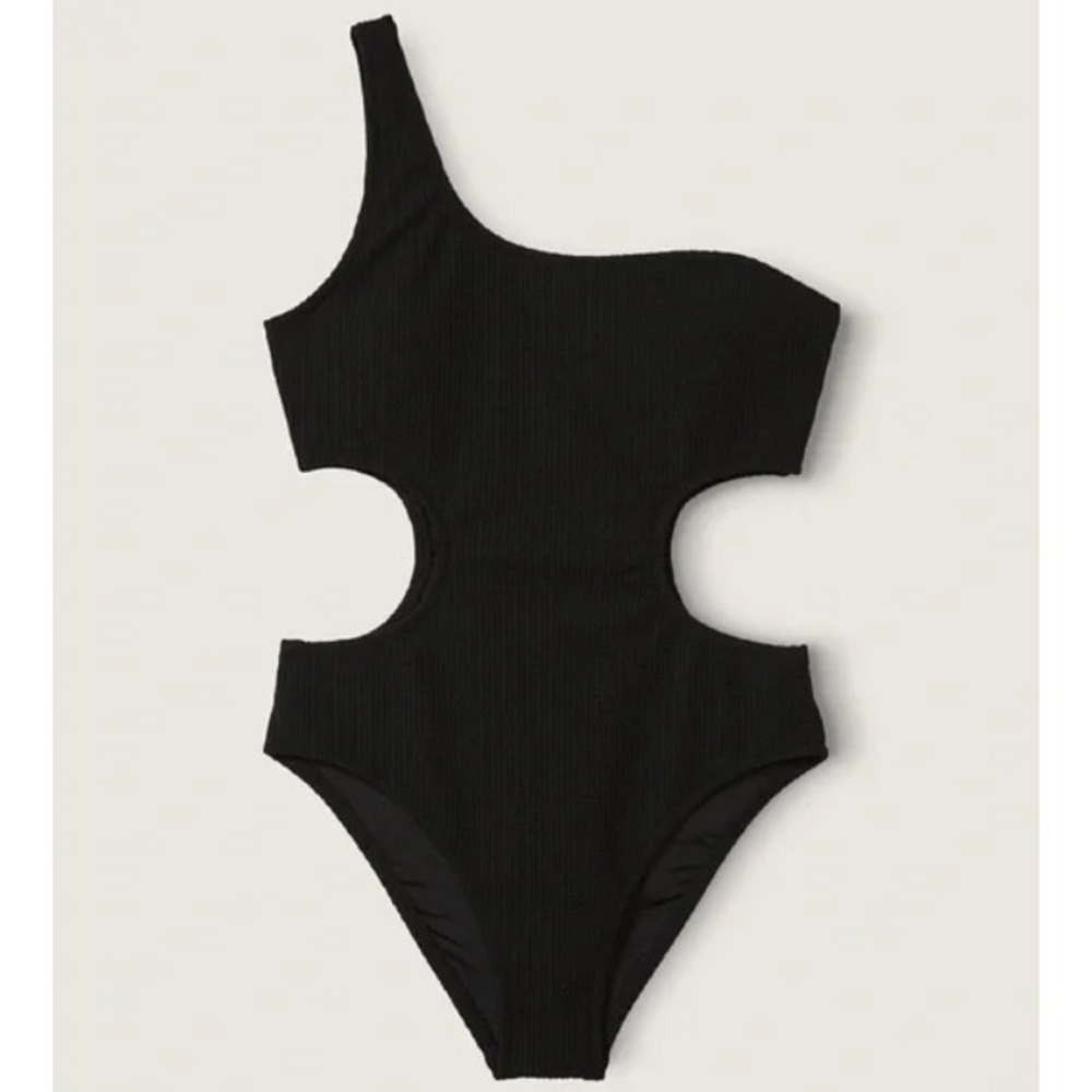 Victoria's Secret One Piece Swimsuit Black One-Shoulder Cheeky Cutout Small